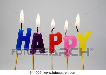 Burning candles spelling ‘Happy’ View Large Photo Image Stock Image - Burning candles spelling ‘Happy’. Fotosearch