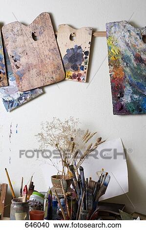 An artist’s palettes and paintbrushes View Large Photo Image Stock Image - An artist’s palettes and paintbrushes. Fotosearch