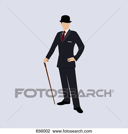 Drawing - A stereotypical British gentleman. Fotosearch
