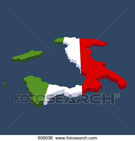 Stock Illustration - Italian flag in the shape of Italy. Fotosearch