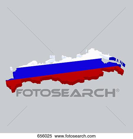 Stock Illustration - Russian flag in the shape of Russia. Fotosearch