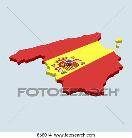 The Spanish flag in the shape of Spain View Large Illustration Stock Illustration - The Spanish flag in the shape of Spain. Fotosearch
