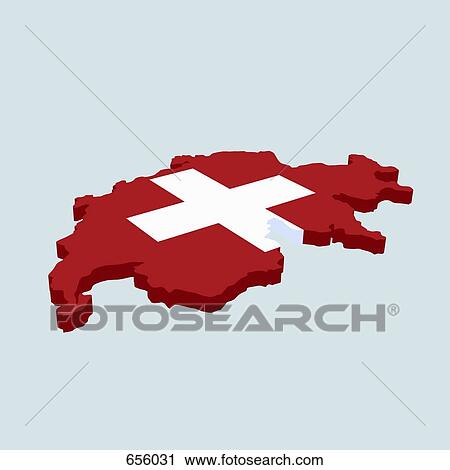 The Swiss flag in the shape of Switzerland View Large Illustration Clip Art - The Swiss flag in the shape of Switzerland. Fotosearch