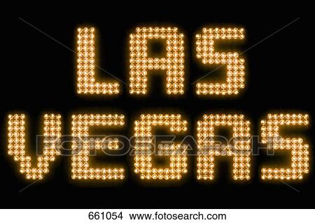 Picture - Las Vegas in illuminated light bulbs. Fotosearch