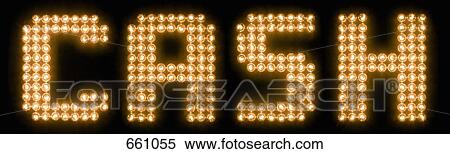 Stock Photography - The word cash in illuminated light bulbs. Fotosearch