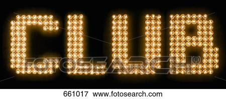 Stock Photo - The word club in illuminated light bulbs. Fotosearch
