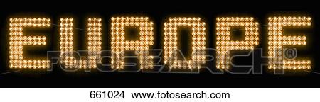 The word Europe in illuminated light bulbs View Large Photo Image Picture - The word Europe in illuminated light bulbs. Fotosearch