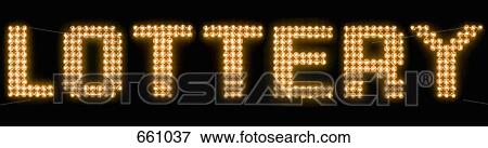 Stock Photo - The word lottery in illuminated light bulbs. Fotosearch