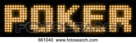 Stock Image - The word poker in illuminated light bulbs. Fotosearch