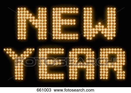 The words new year in illuminated light bulbs View Large Photo Image Stock Image - The words new year in illuminated light bulbs. Fotosearch
