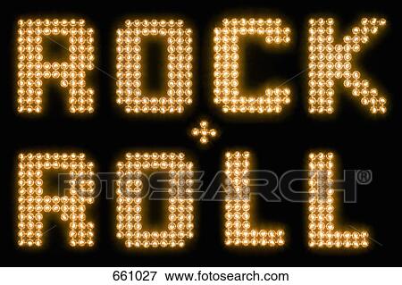The words rock and roll in illuminated light bulbs View Large Photo Image Stock Photo - The words rock and roll in illuminated light bulbs. Fotosearch