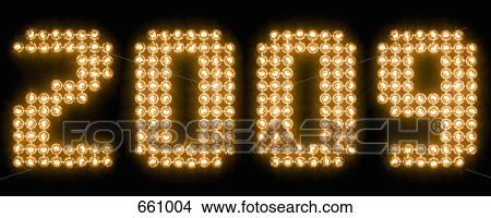 Picture - The year 2009 in illuminated light bulbs. Fotosearch