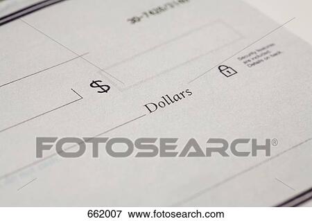 Stock Photo - A blank check. Fotosearch