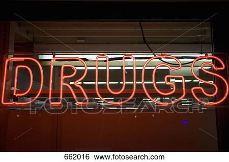 Neon ‘Drugs’ sign View Large Photo Image Stock Photograph - Neon ‘Drugs’ sign. Fotosearch