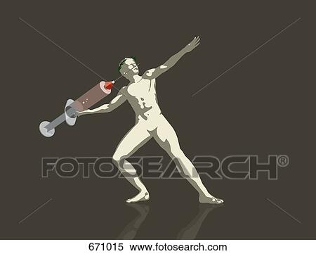 Stock Illustration - An Olympic athlete throwing a syringe. Fotosearch