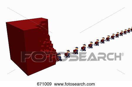 Workers building a large cube View Large Illustration Stock Illustration - Workers building a large cube. Fotosearch