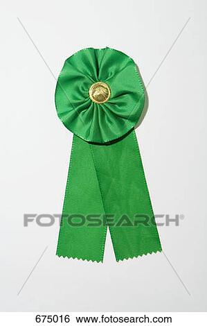 Stock Photograph - A green ribbon award. Fotosearch