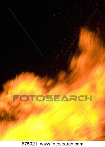 Stock Image - A roaring fire. Fotosearch