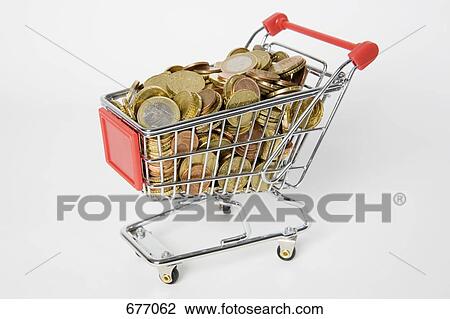 A miniature shopping cart full of European Union coins View Large Photo Image Stock Image - A miniature shopping cart full of European Union coins. Fotosearch