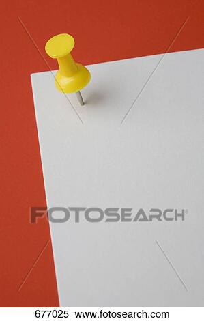 A piece of a paper tacked to a wall with a push pin View Large Photo Image Stock Photography - A piece of a paper tacked to a wall with a push pin. Fotosearch