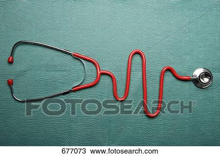 Stock Image - A stethoscope in the shape of a normal EKG graph. Fotosearch