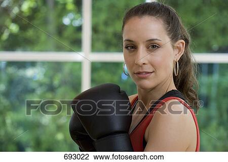 Stock Image - A female boxer. Fotosearch
