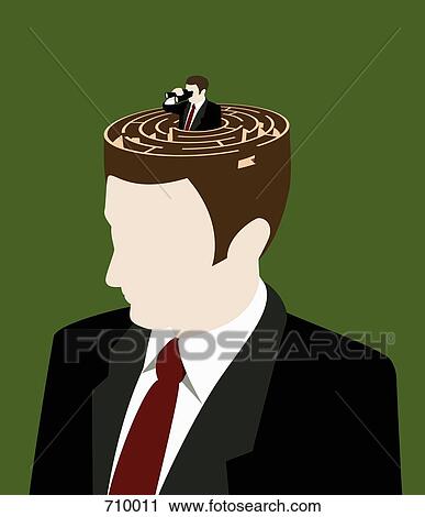 Clip Art - A man searching for a way out of a maze. Fotosearch