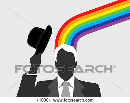 Clip Art - A man with a rainbow emerging from this head. Fotosearch