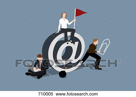 Three people around an @ sign View Large Illustration Stock Illustration - Three people around an @ sign. Fotosearch