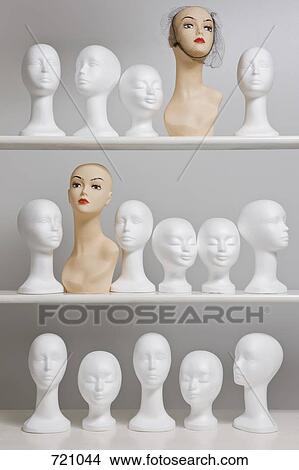 Mannequin busts on shelves View Large Photo Image Picture - Mannequin busts on shelves. Fotosearch