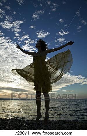 A woman with her arms raised and carefree View Large Photo Image Stock Image - A woman with her arms raised and carefree. Fotosearch