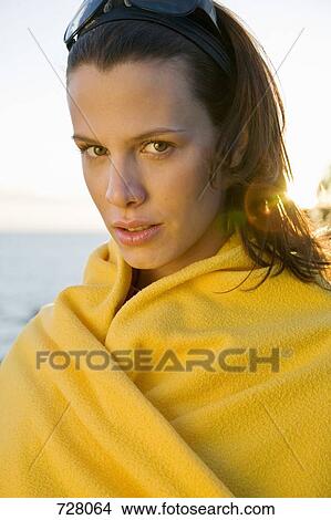 Picture - A woman wrapped in a towel. Fotosearch