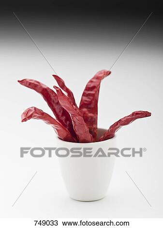 Whole dried red chilies in a cup View Large Photo Image Stock Image - Whole dried red chilies in a cup. Fotosearch