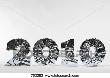 2010 wrapped in silver foil View Large Photo Image Stock Image - 2010 wrapped in silver foil. Fotosearch