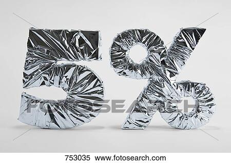 5% sign wrapped silver foil View Large Photo Image Stock Photography - 5% sign wrapped silver foil. Fotosearch