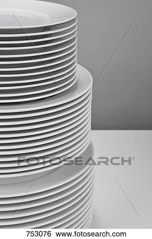 A stack of white crockery View Large Photo Image Stock Photograph - A stack of white crockery. Fotosearch