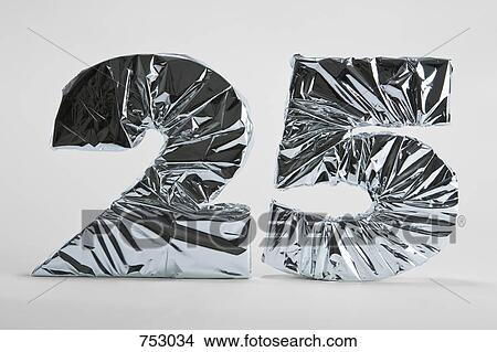 Number 25 wrapped in silver foil View Large Photo Image Picture - Number 25 wrapped in silver foil. Fotosearch