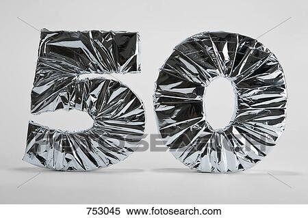 Number 50 wrapped in silver foil View Large Photo Image Stock Photography - Number 50 wrapped in silver foil. Fotosearch