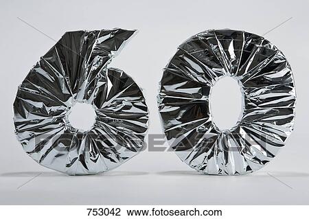 Number 60 wrapped in silver foil View Large Photo Image Stock Image - Number 60 wrapped in silver foil. Fotosearch