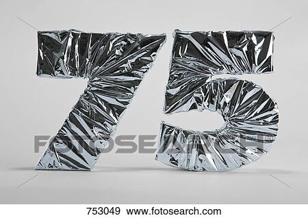 Number 75 wrapped in silver foil View Large Photo Image Stock Photo - Number 75 wrapped in silver foil. Fotosearch