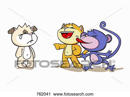 Cartoon characters bullying a friend View Large Illustration Clip Art - Cartoon characters bullying a friend. Fotosearch