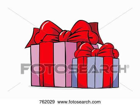 Two wrapped gifts View Large Illustration Stock Illustration - Two wrapped gifts. Fotosearch