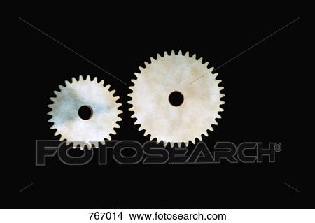 Picture - Two white cogs. Fotosearch