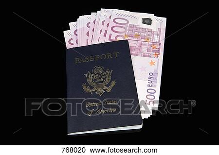 An American passport and Euro banknotes View Large Photo Image Stock Image - An American passport and Euro banknotes. Fotosearch