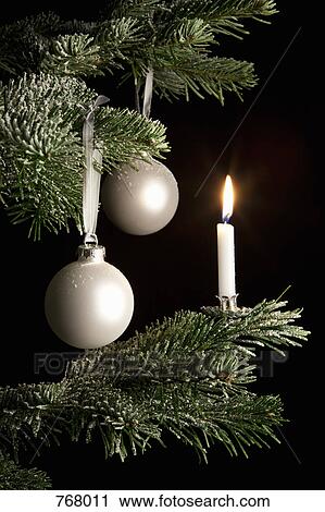 Decoration and a candle on a Christmas Tree View Large Photo Image Stock Image - Decoration and a candle on a Christmas Tree. Fotosearch