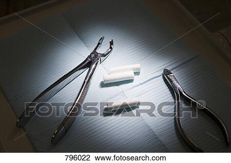 Dental cotton and instruments on a tray View Large Photo Image Stock Image - Dental cotton and instruments on a tray . Fotosearch
