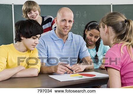 A teacher discussing a graph with students View Large Photo Image Picture - A teacher discussing a graph with students. Fotosearch