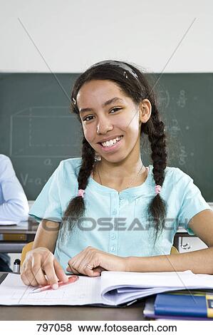 Portrait of a schoolgirl View Large Photo Image Stock Photo - Portrait of a schoolgirl. Fotosearch