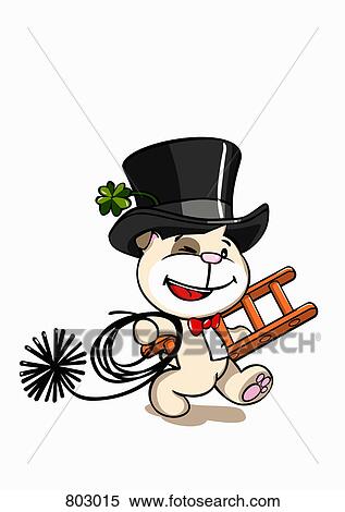 Clipart - A dog chimney sweep. Fotosearch