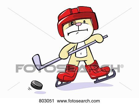 Clipart - A dog hockey player. Fotosearch
